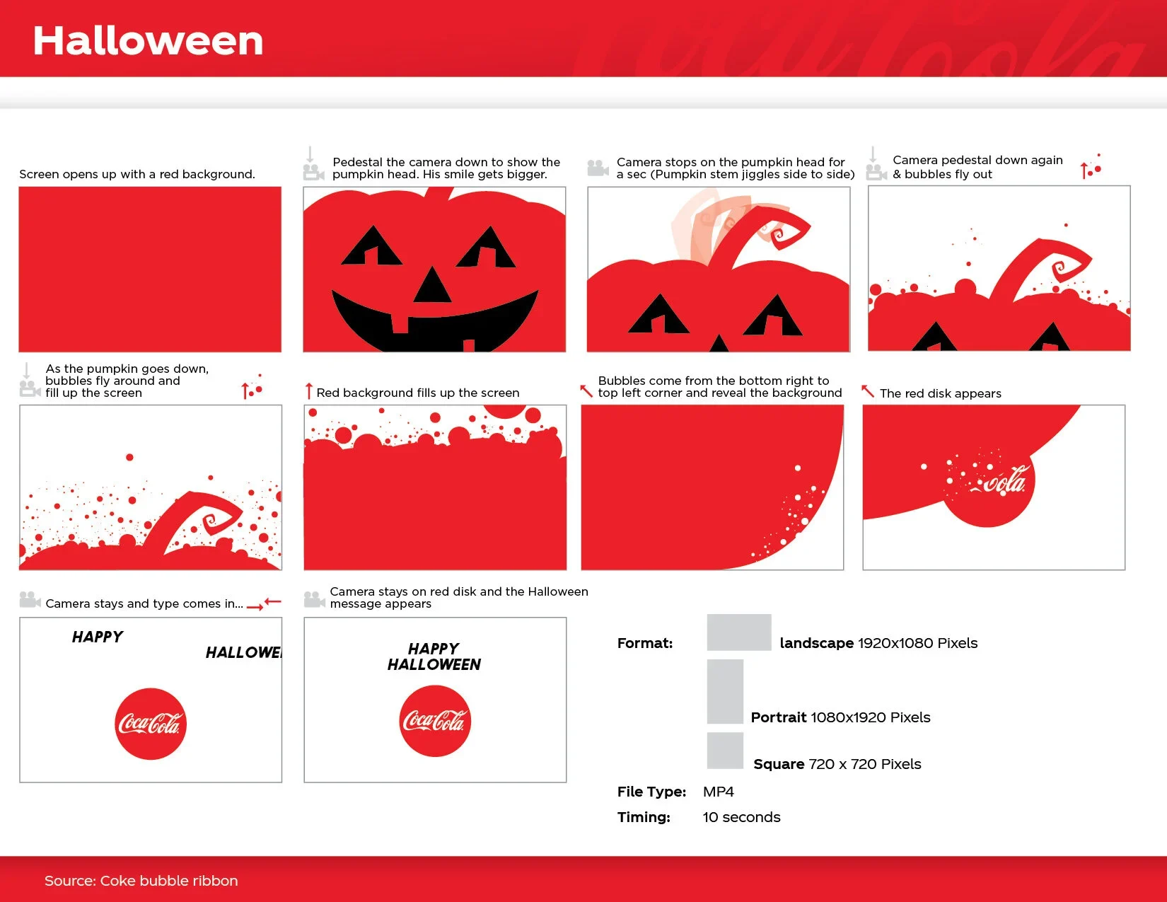 Option 3: a smiling jack-o’-lantern dissolves into bubbles, revealing the red disk.